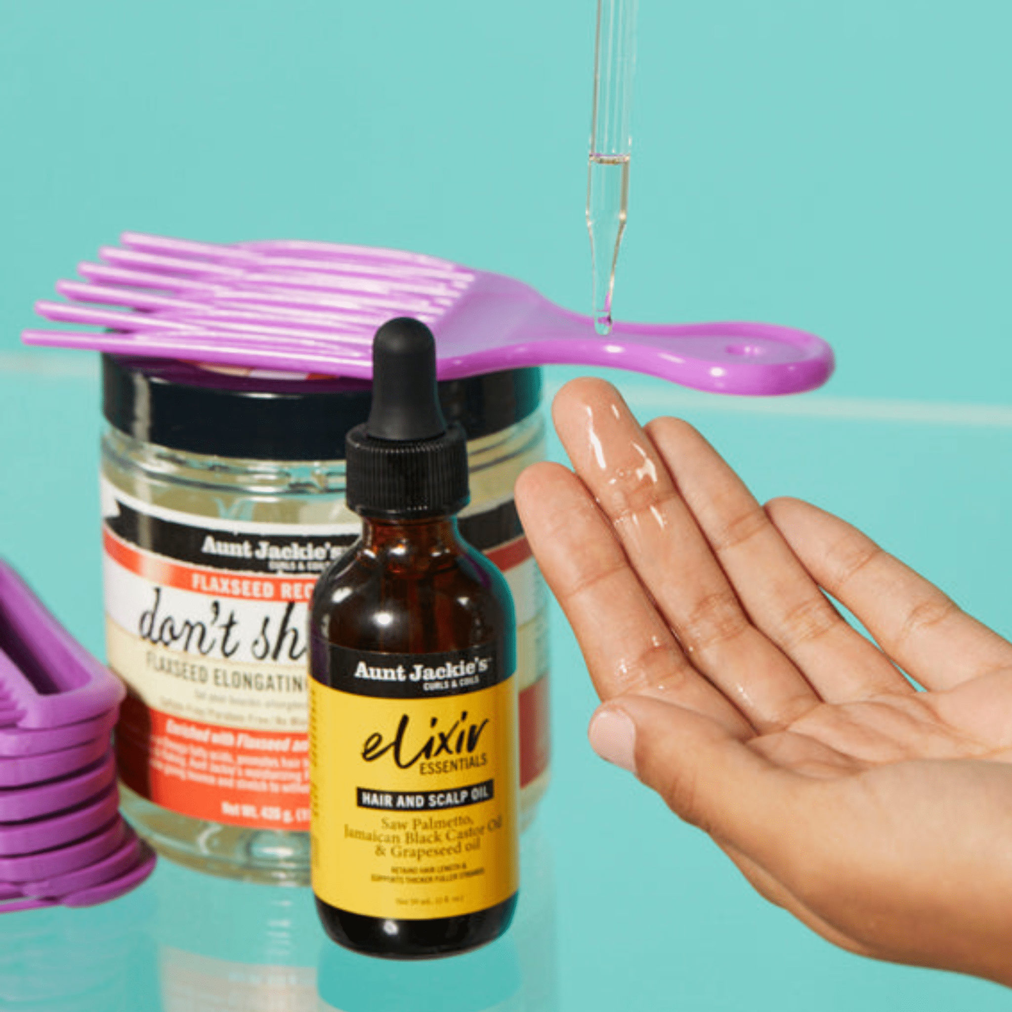 AUNT JACKIE'S Elixir Essential Hair & Scalp Oil Saw Palmetto, Jamaican Black Castor Oil & Grapeseed Oil - Image 2